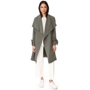 Club Monoco Ellayne trench‎ coat Size S green modern drape wide lapels